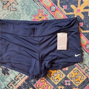 Nike Dark Blue Athletic/swim Shorts with White Swoosh